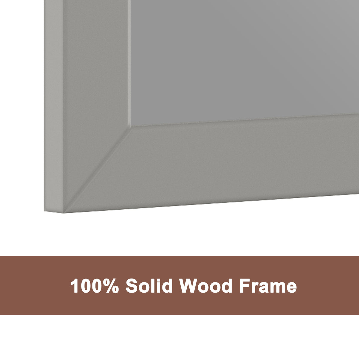 35"/59"W x 34"H Gray Solid Oak Frame Wall-Mounted Bathroom Mirror