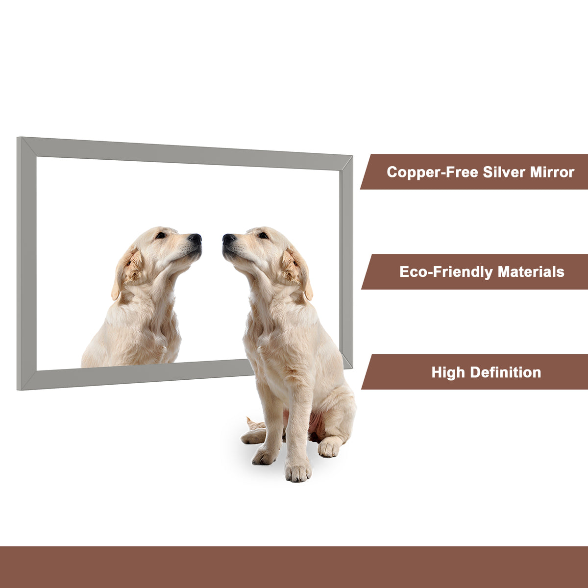 35"/59"W x 34"H Gray Solid Oak Frame Wall-Mounted Bathroom Mirror