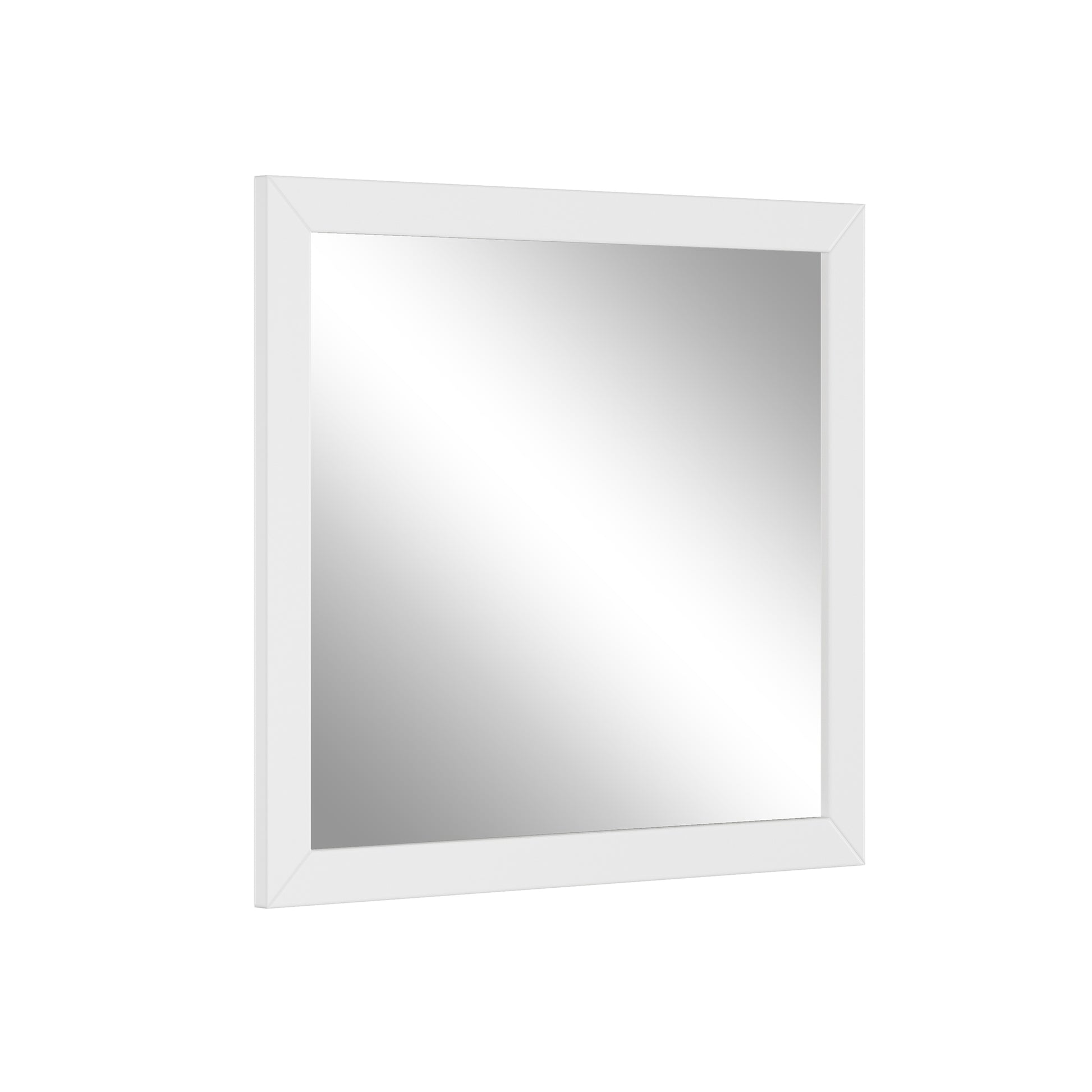 35"/59"W x 34"H White Solid Oak Framed Bathroom Vanity Mirror, Vertical Wall-Mounted Mirror with 5mm Silver Glass