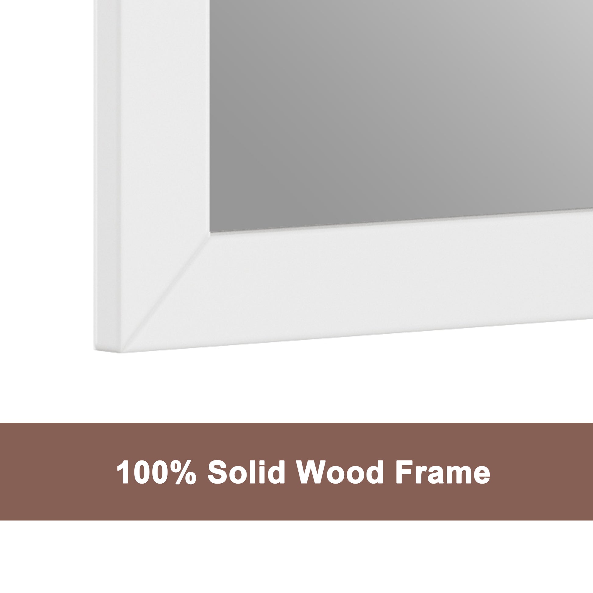 35"/59"W x 34"H White Solid Oak Framed Bathroom Vanity Mirror, Vertical Wall-Mounted Mirror with 5mm Silver Glass