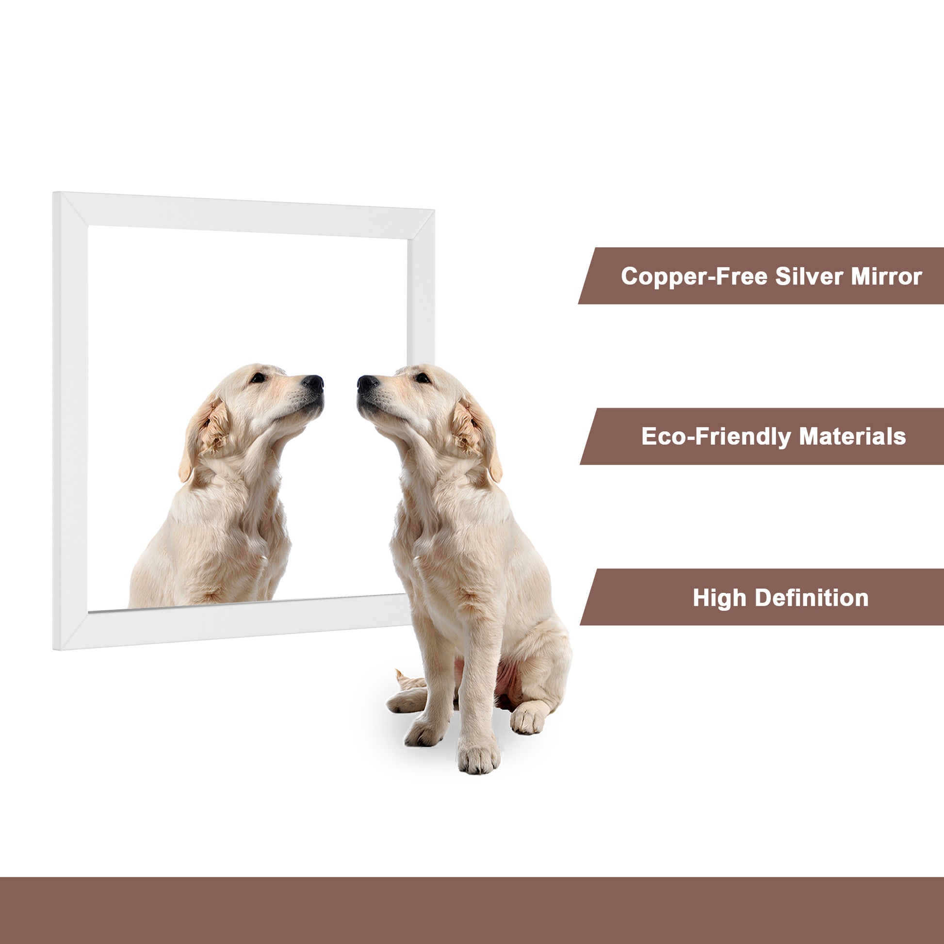 35"/59"W x 34"H White Solid Oak Framed Bathroom Vanity Mirror, Vertical Wall-Mounted Mirror with 5mm Silver Glass