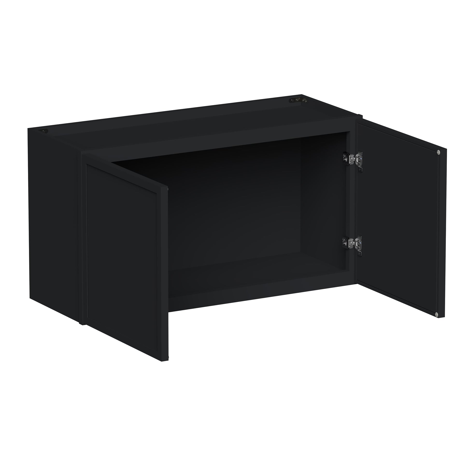 Slim Ebony Black Shaker RTA 24"-36"W x 12"-24"H x 12"D 17-Size Short Wall Cabinet with 2 Doors
