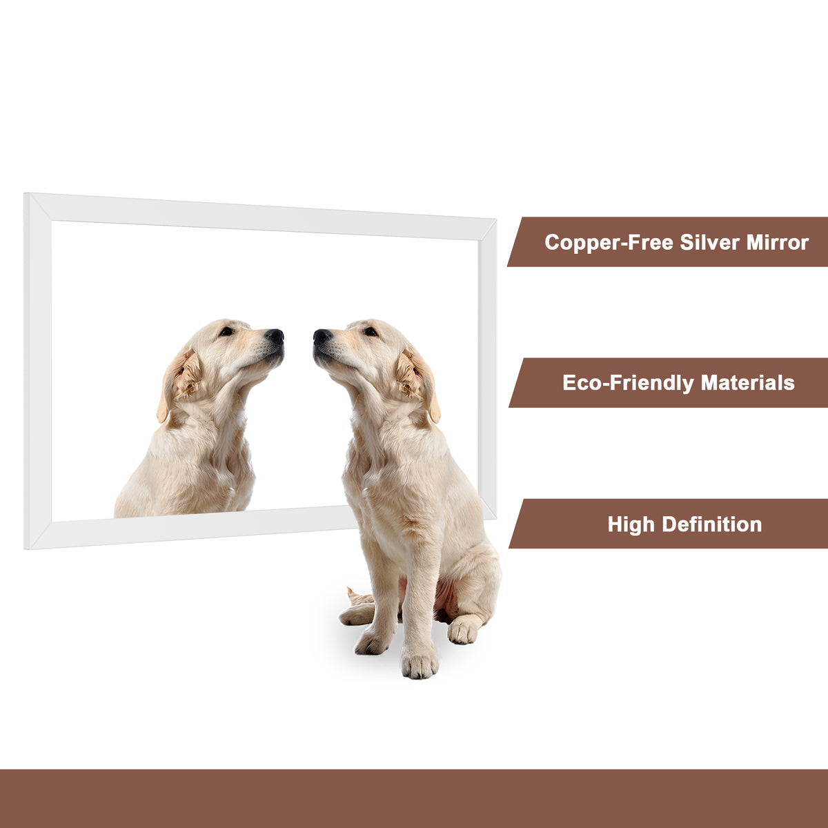 35"/59"W x 34"H White Solid Oak Framed Bathroom Vanity Mirror, Vertical Wall-Mounted Mirror with 5mm Silver Glass