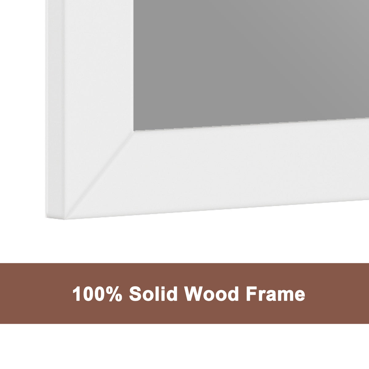 35"/59"W x 34"H White Solid Oak Framed Bathroom Vanity Mirror, Vertical Wall-Mounted Mirror with 5mm Silver Glass