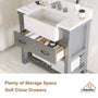 36" Farmhouse Sink Bathroom Vanity with Shelf in White/Grey