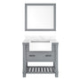 36" Farmhouse Sink Bathroom Vanity with Shelf in White/Grey