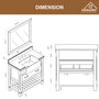 36" Farmhouse Sink Bathroom Vanity with Shelf in White/Grey