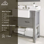 36" Farmhouse Sink Bathroom Vanity with Shelf in White/Grey