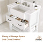 36" Farmhouse Sink Bathroom Vanity with Shelf in White/Grey