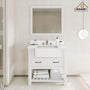 36" Farmhouse Sink Bathroom Vanity with Shelf in White/Grey