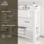 36" Farmhouse Sink Bathroom Vanity with Shelf in White/Grey