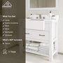 36" Farmhouse Sink Bathroom Vanity with Shelf in White/Grey