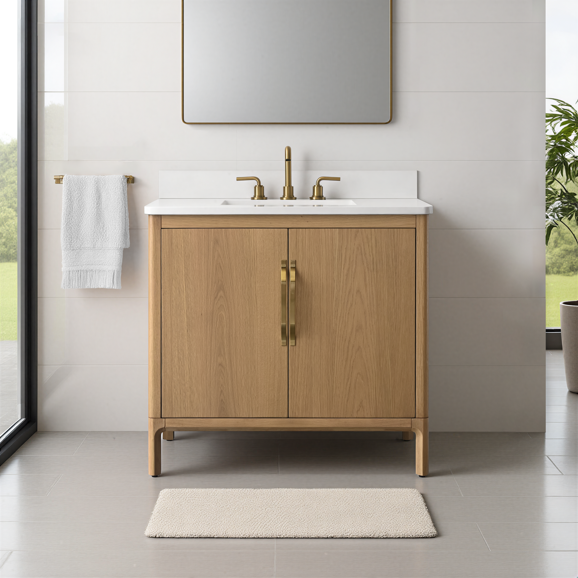 36-inch Freestanding Bathroom Vanity with Engineered Stone Top