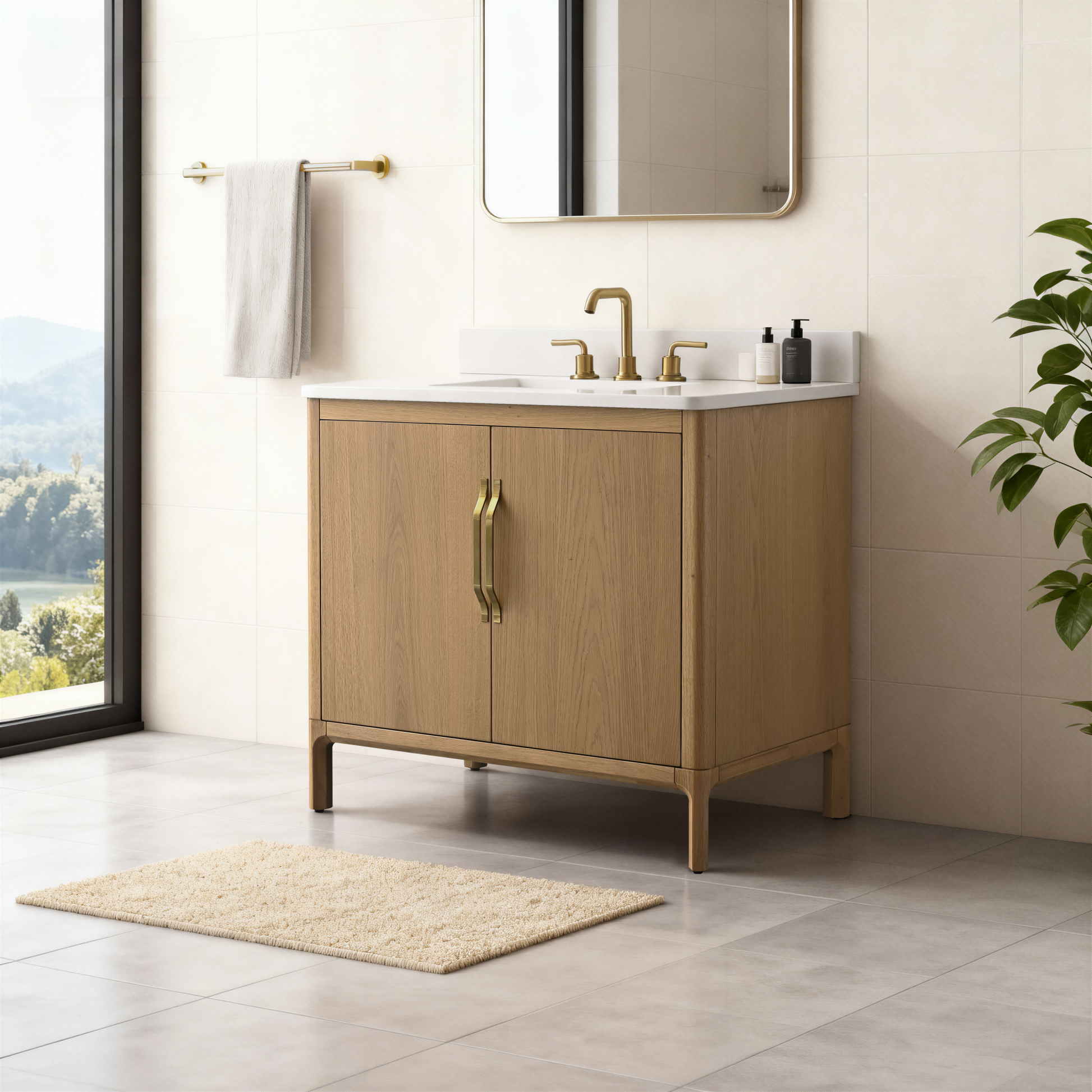 36-inch Freestanding Bathroom Vanity with Engineered Stone Top