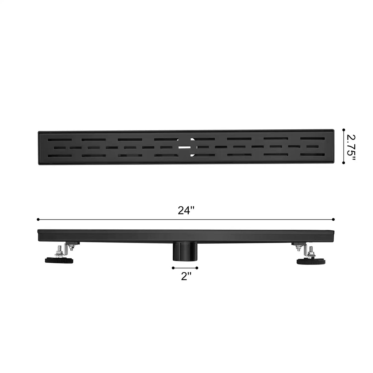 Linear Shower Drain with Brick Pattern Grate Cover and Hair Strainer in 304 Stainless Steel