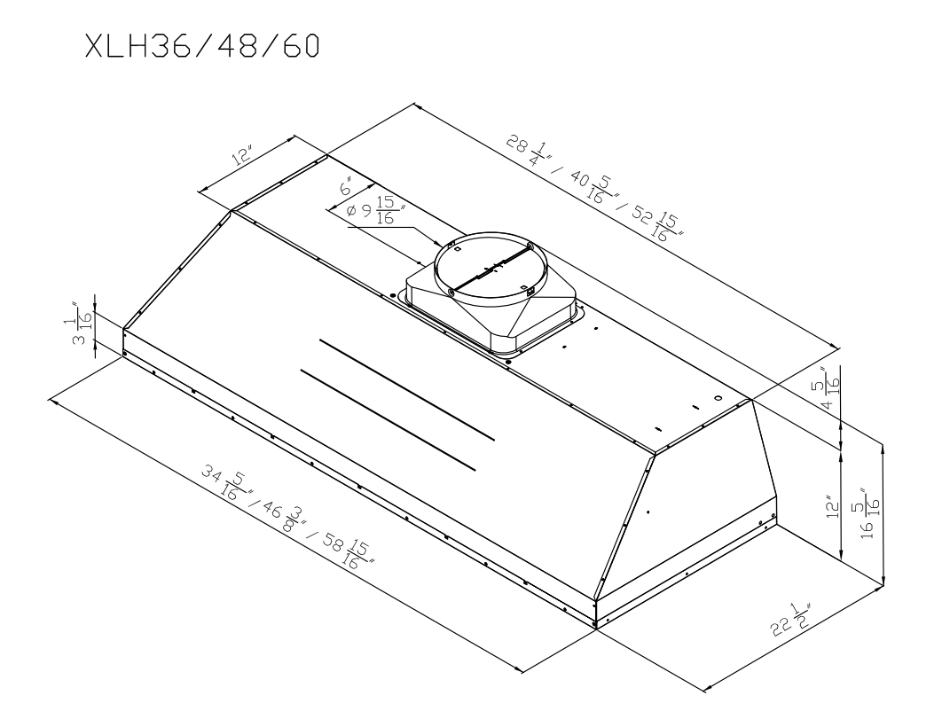 36/48/60-Inch Liner Wall Mount Range Hood