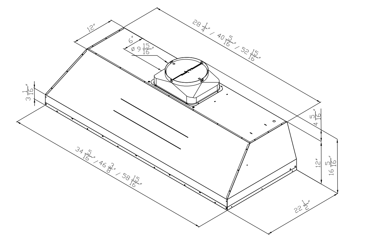 36/48/60-Inch Liner Wall Mount Range Hood