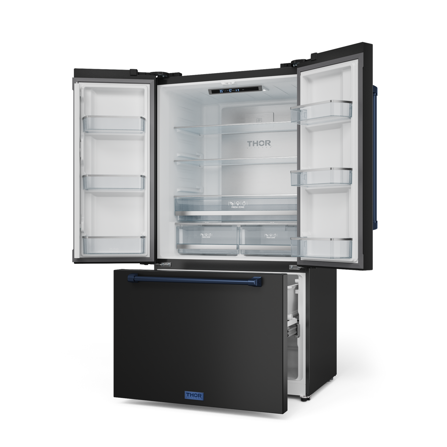 36 Inch 20.3 cu ft French Door Counter Depth Refrigerator with Ice Maker in Black | Gordon Ramsay Series