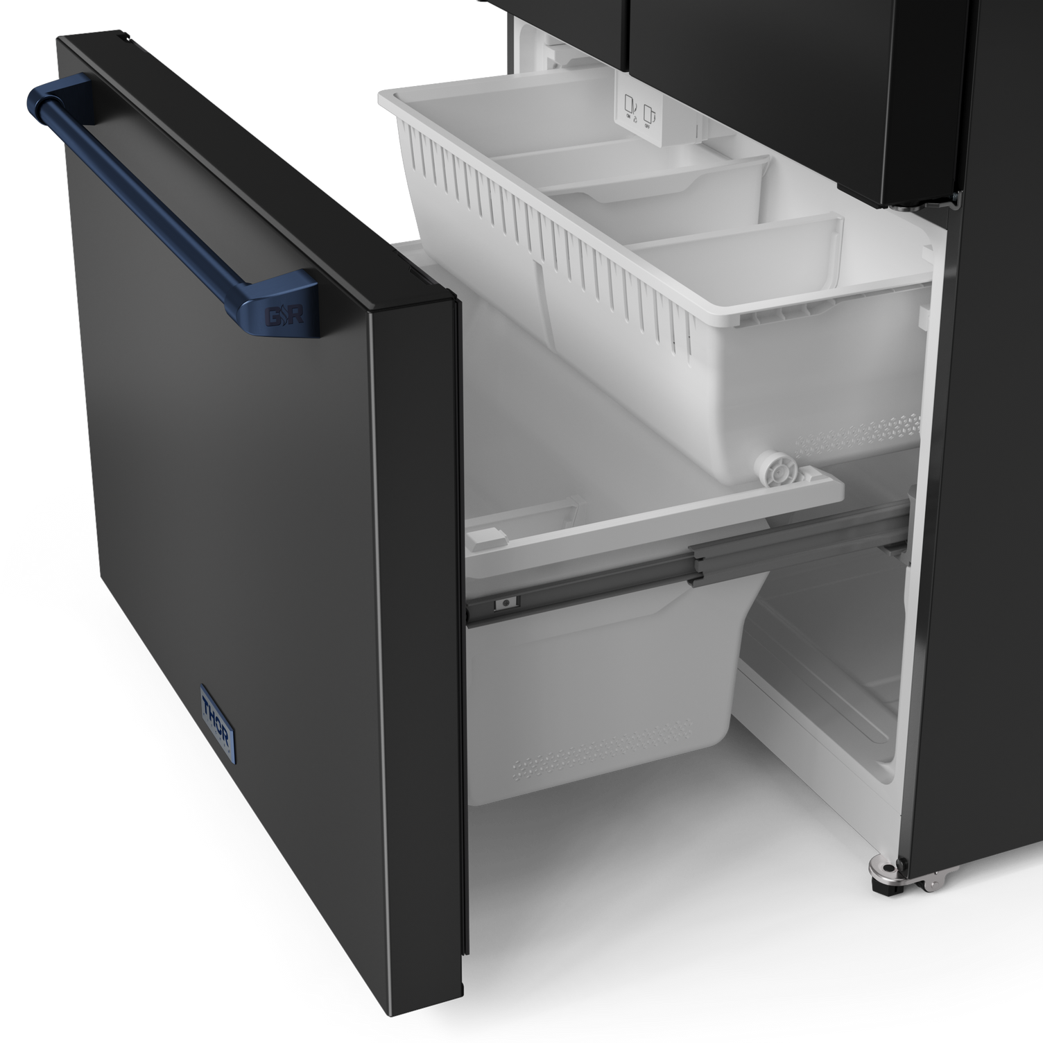 36 Inch 20.3 cu ft French Door Counter Depth Refrigerator with Ice Maker in Black | Gordon Ramsay Series