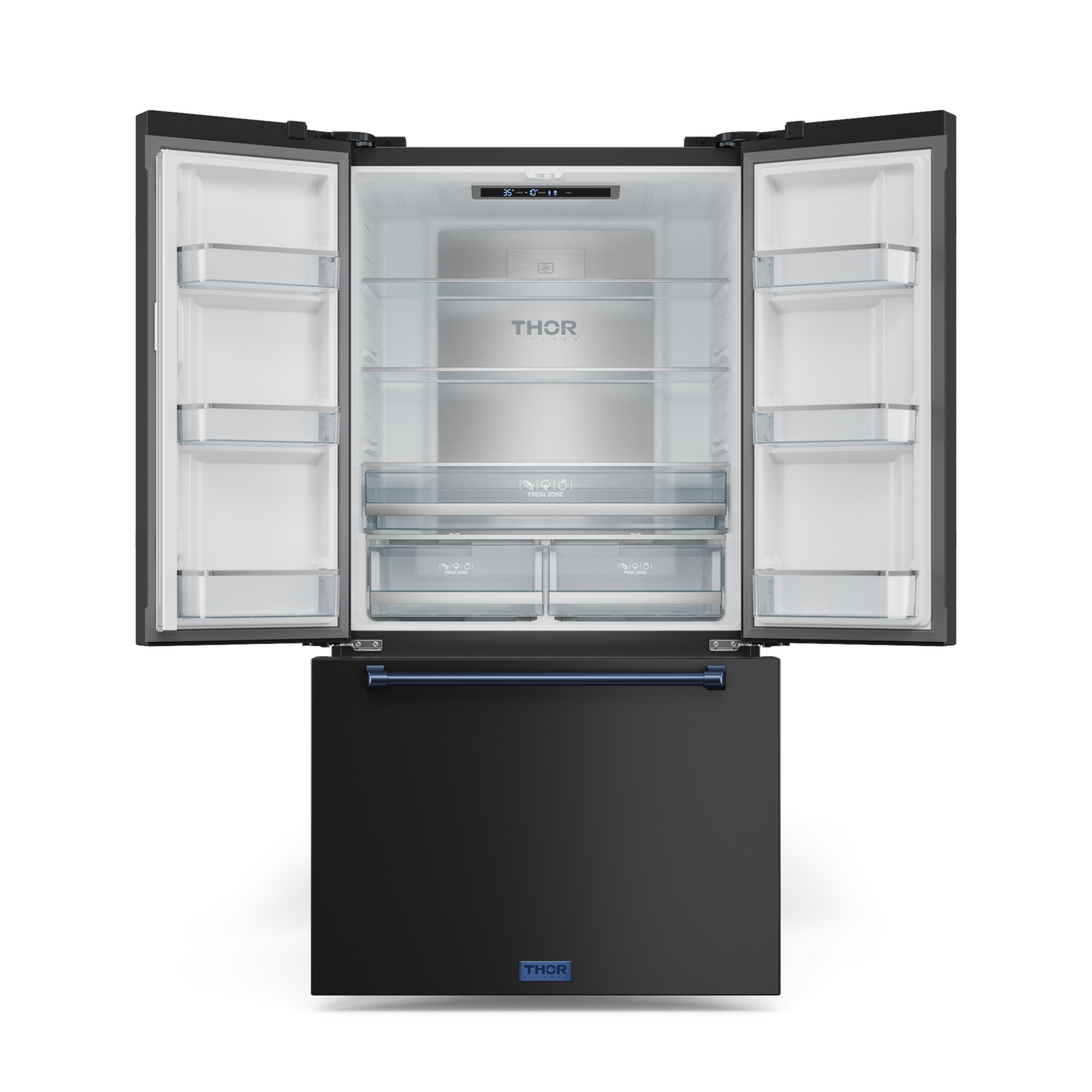36 Inch 20.3 cu ft French Door Counter Depth Refrigerator with Ice Maker in Black | Gordon Ramsay Series