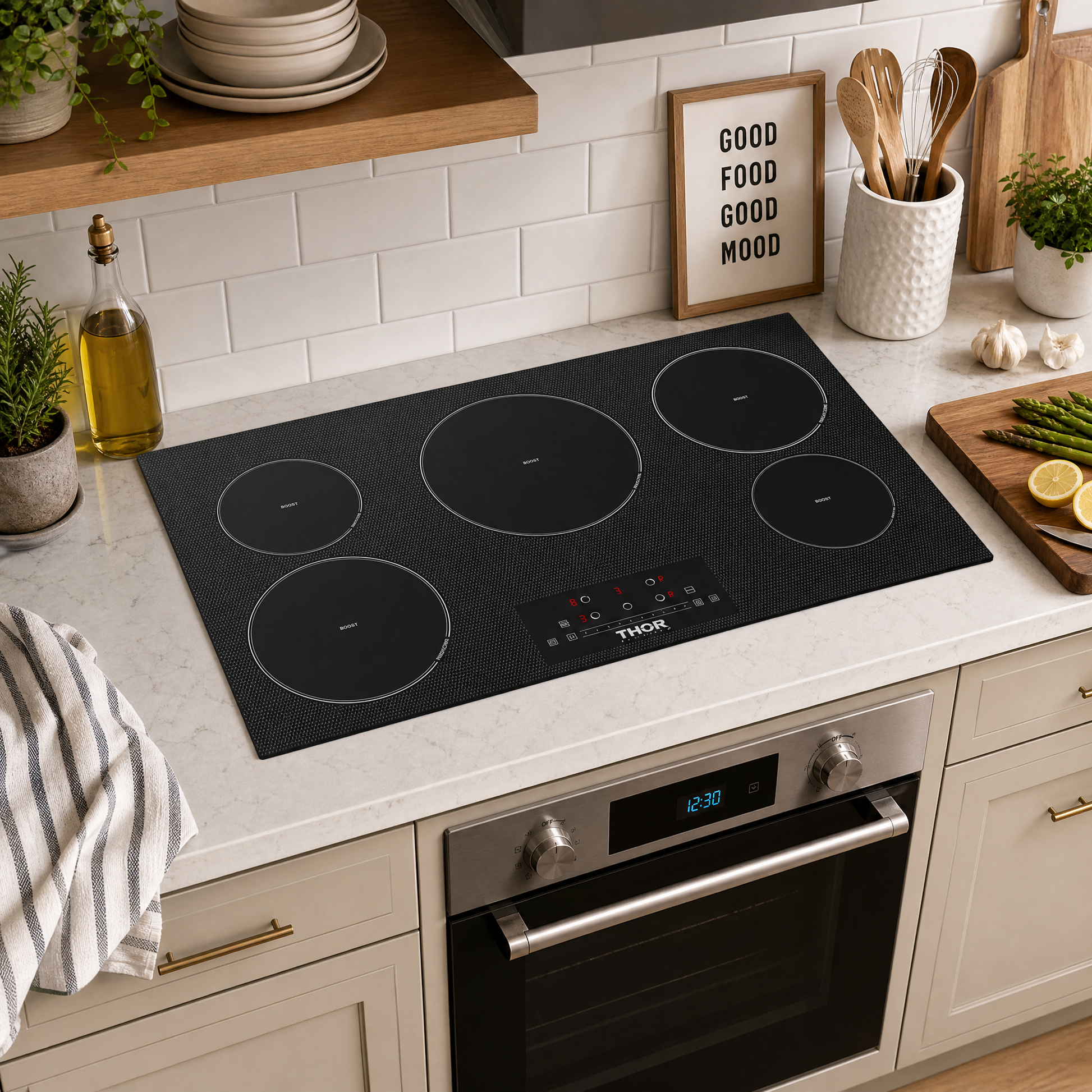 36 Inch 5-Element Induction Cooktop in Black with Touch Controls