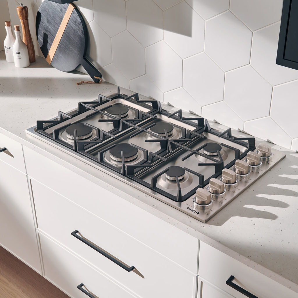 36 Inch Professional Drop-In Gas Cooktop in Stainless Steel