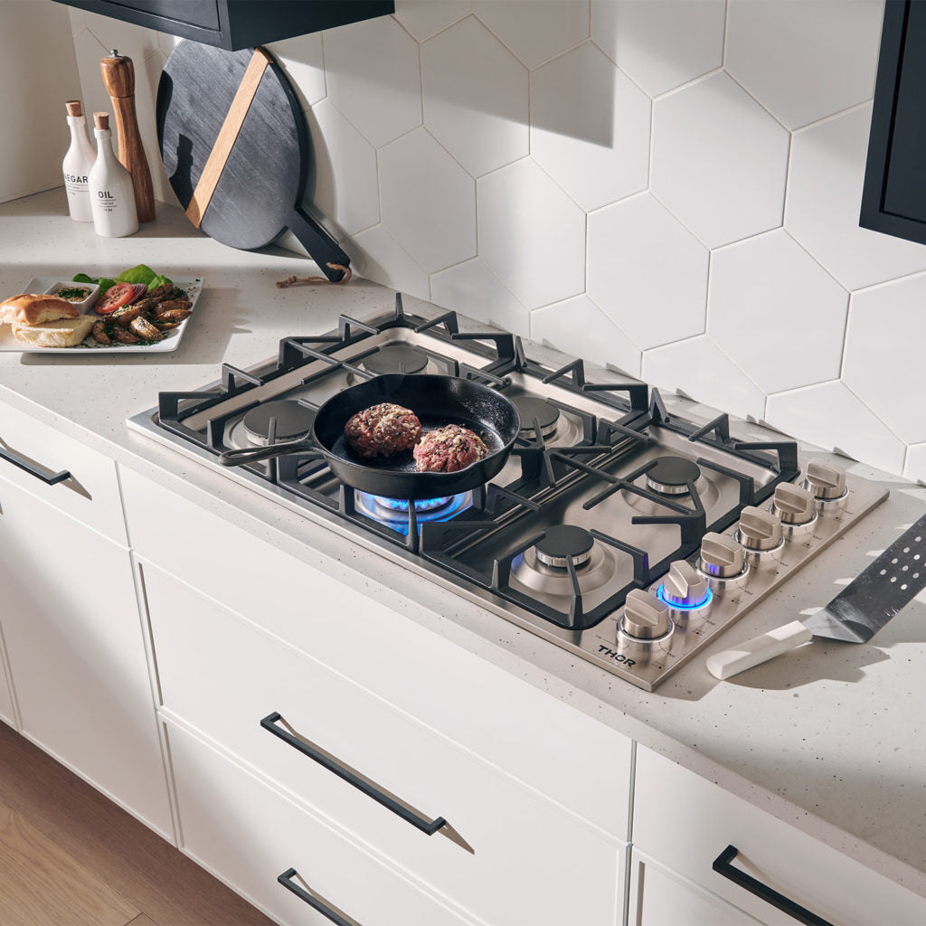 36 Inch Professional Drop-In Gas Cooktop in Stainless Steel