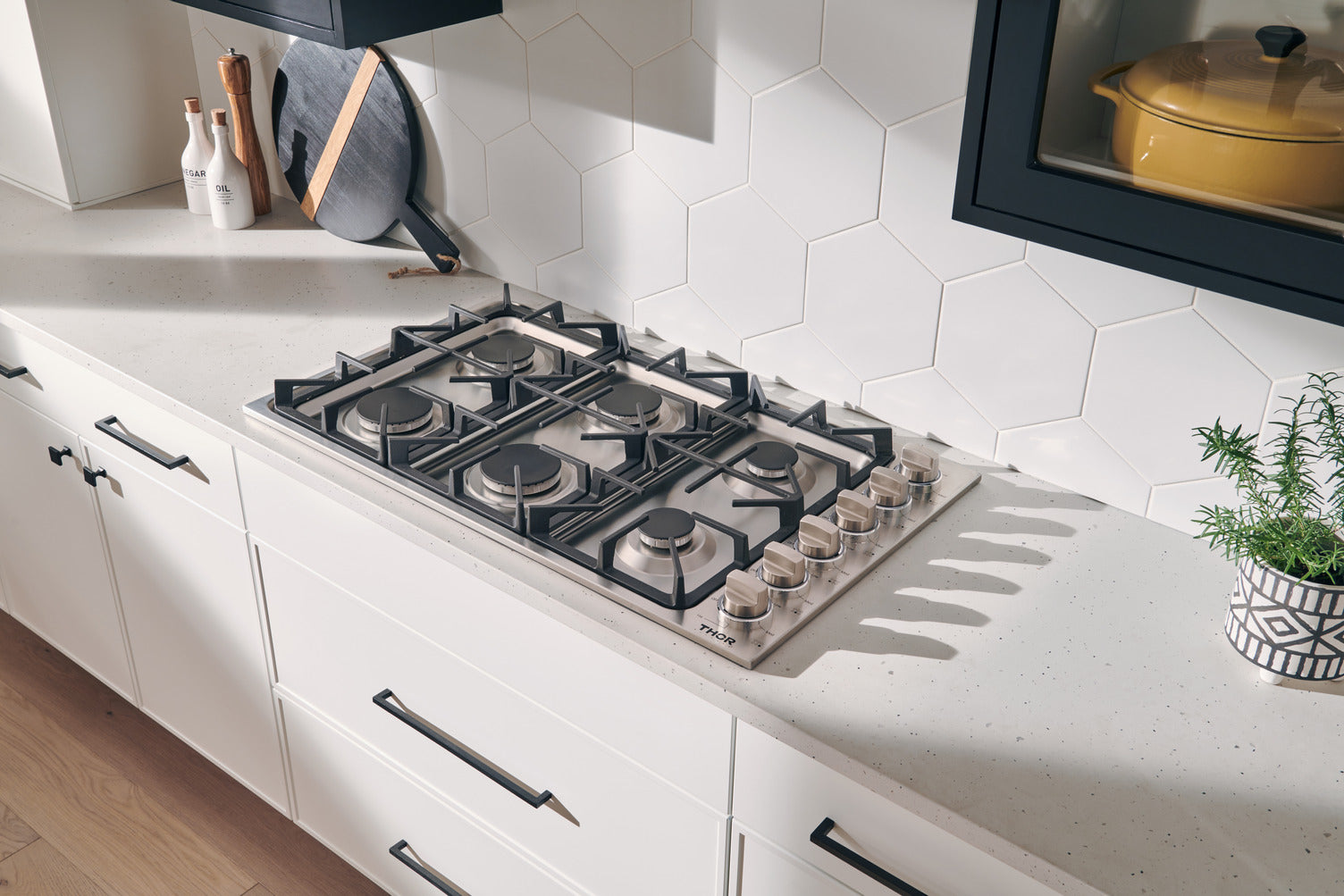 36 Inch Professional Drop-In Gas Cooktop in Stainless Steel