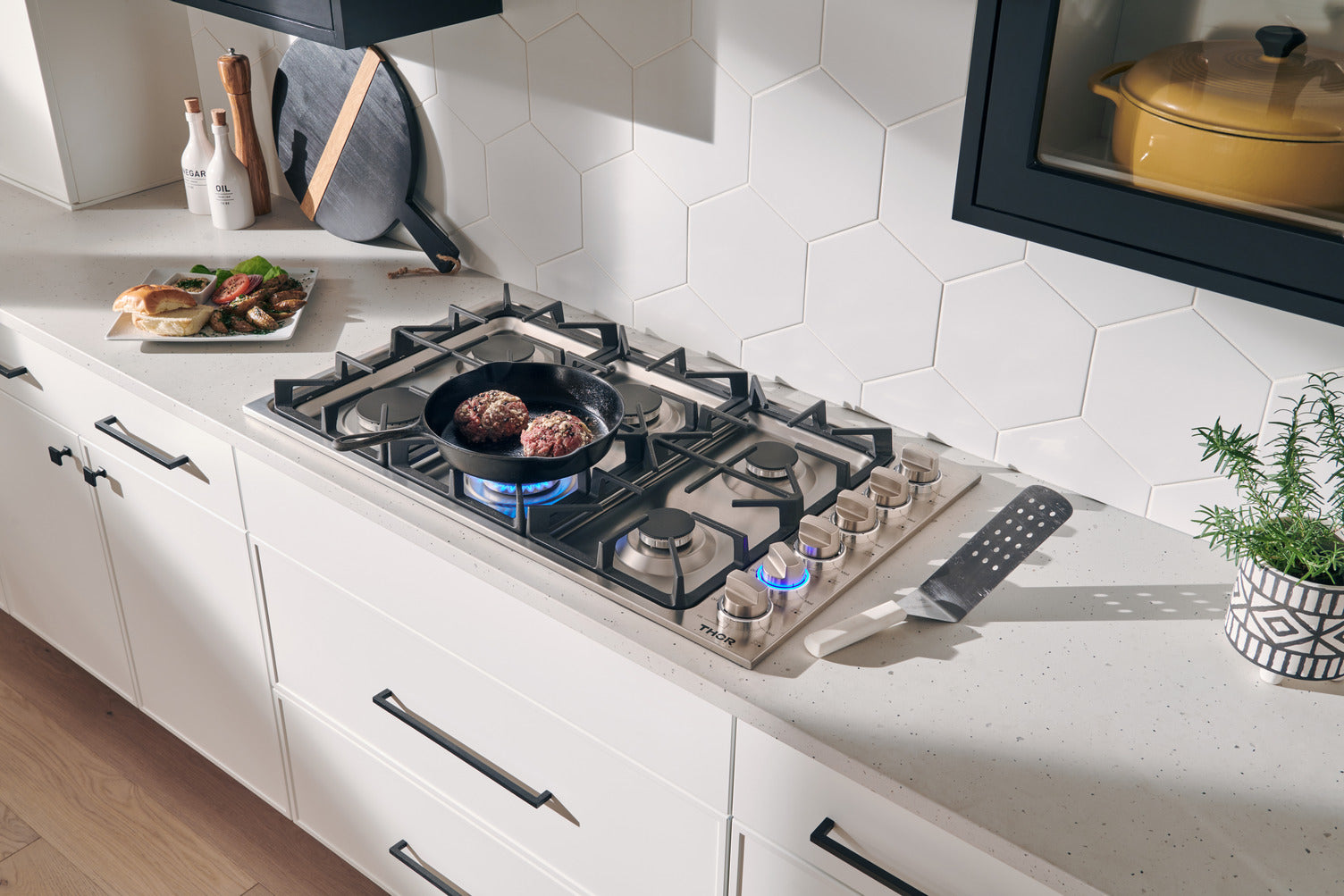 36 Inch Professional Drop-In Gas Cooktop in Stainless Steel