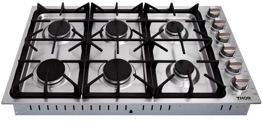 36 Inch Professional Drop-In Gas Cooktop in Stainless Steel