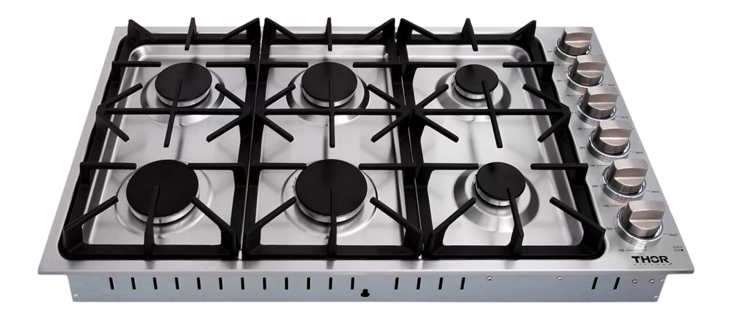 36 Inch Professional Drop-In Gas Cooktop in Stainless Steel
