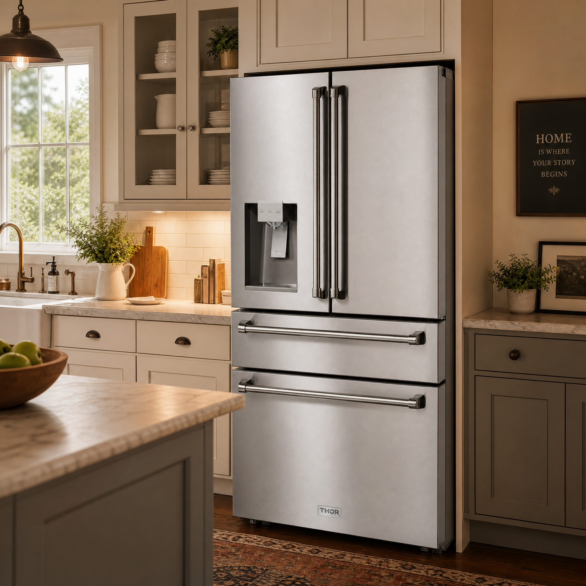 36 Inch Professional French Door Refrigerator with Ice and Water Dispenser