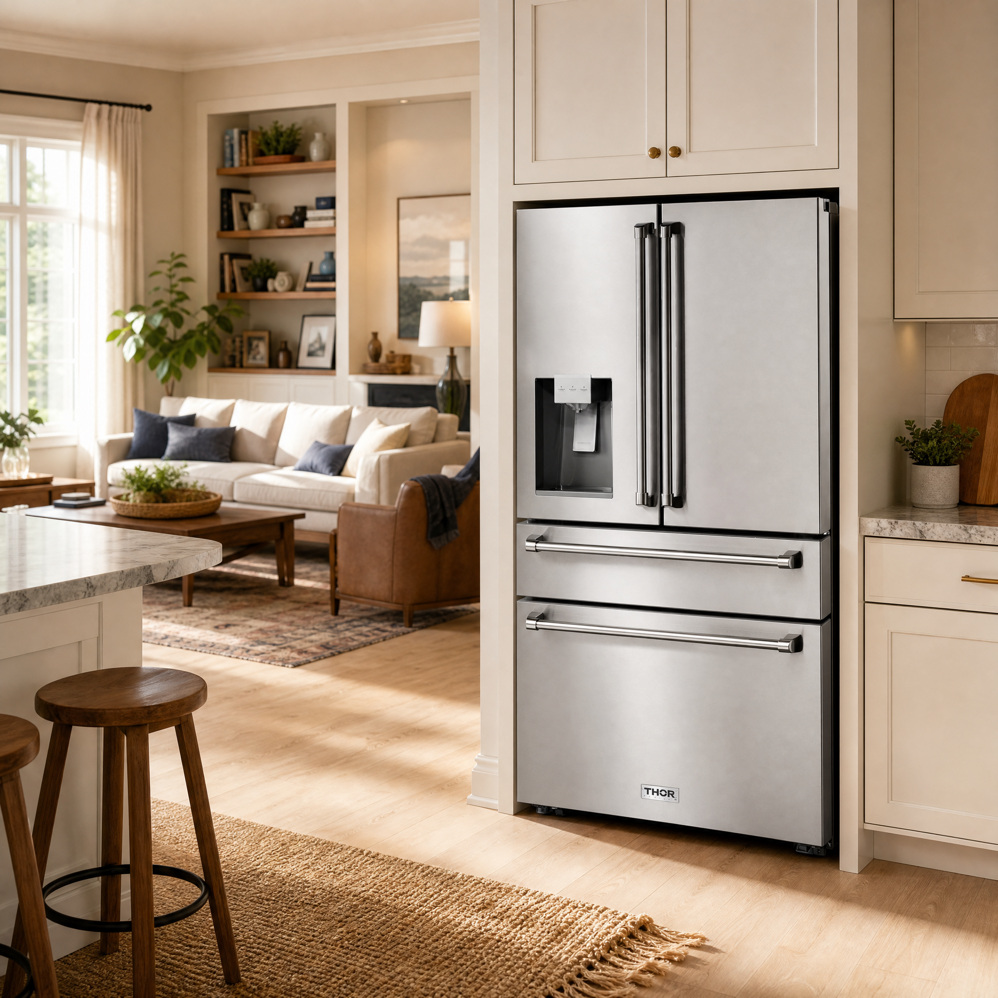 36 Inch Professional French Door Refrigerator with Ice and Water Dispenser