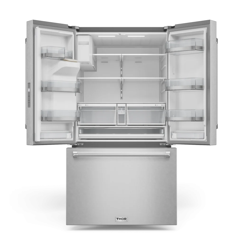 36 Inch Professional French Door Refrigerator with Ice and Water Dispenser