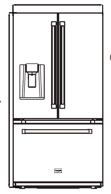 36 Inch Professional French Door Refrigerator with Ice and Water Dispenser