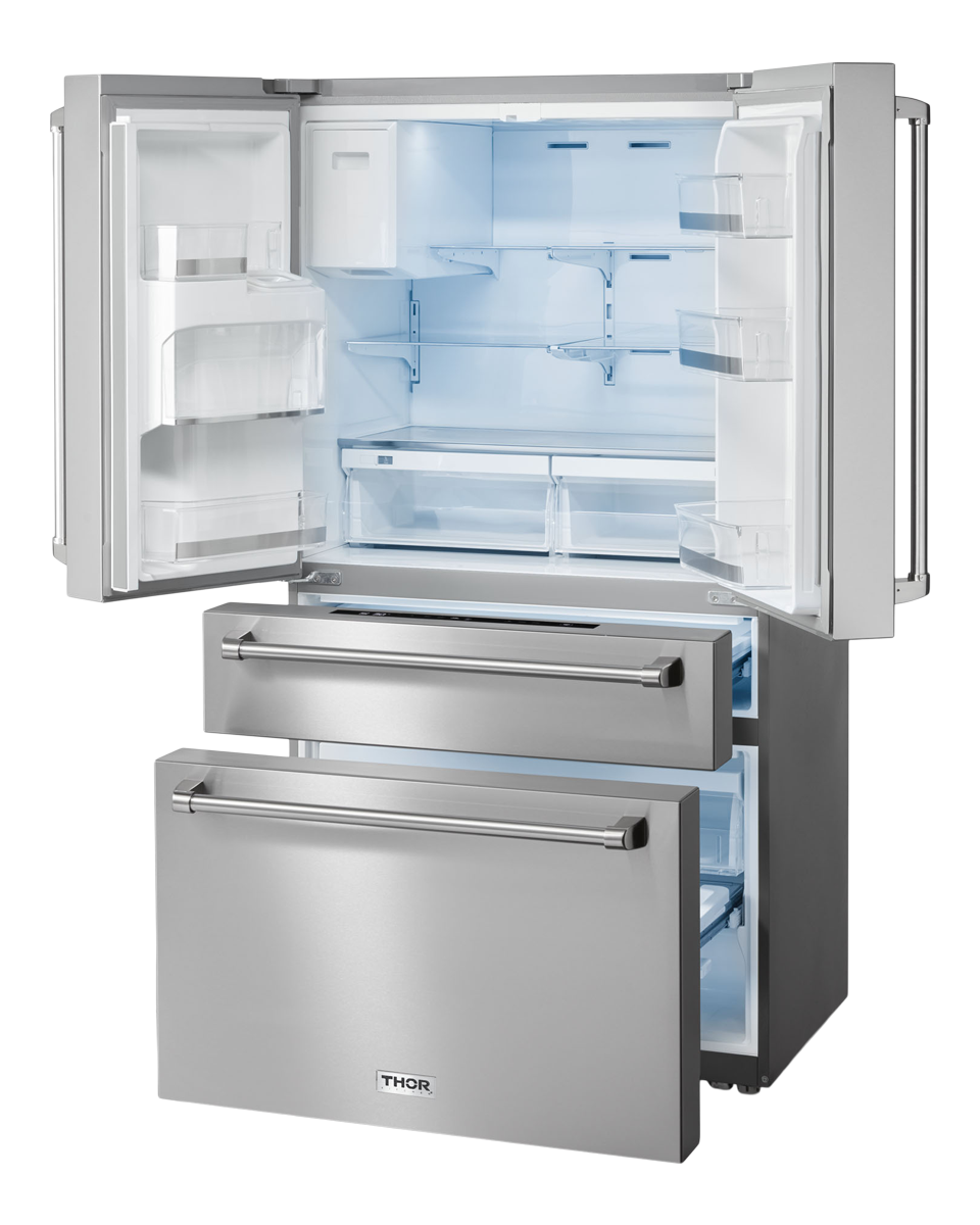 36 Inch Professional French Door Refrigerator with Ice and Water Dispenser