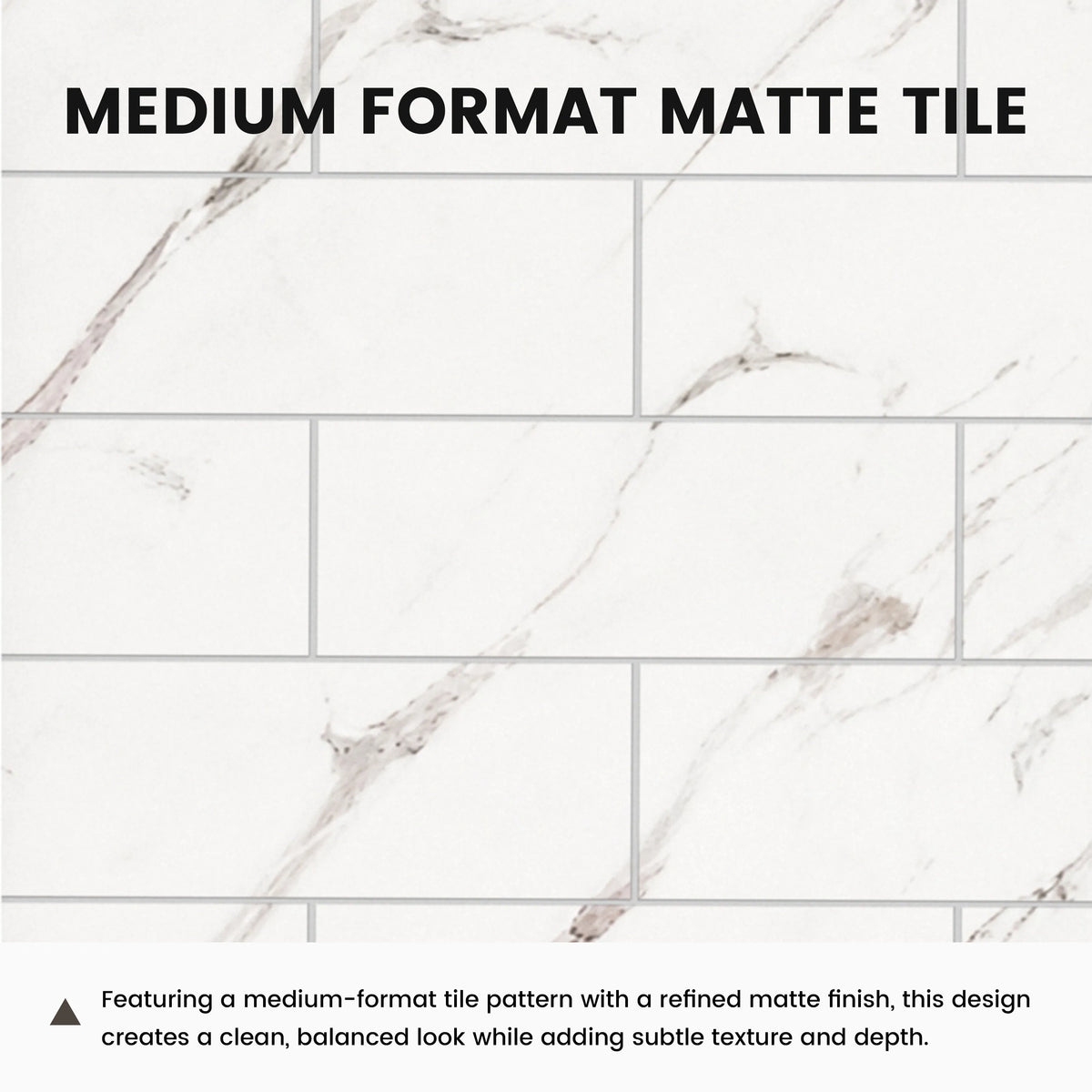 60"x36"/48"x96" Medium Tile Pattern SMC Shower Wall Panel System in 4 Finishes