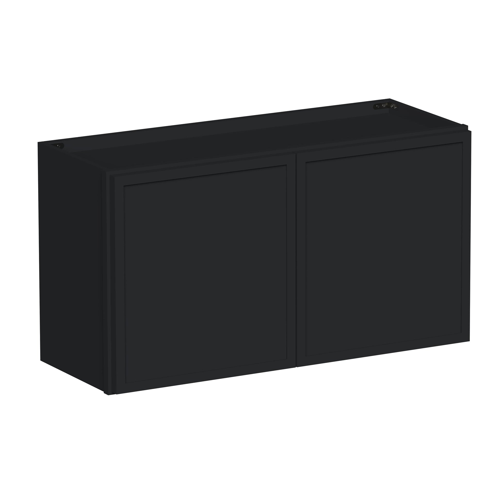 Slim Ebony Black Shaker RTA 24"-36"W x 12"-24"H x 12"D 17-Size Short Wall Cabinet with 2 Doors
