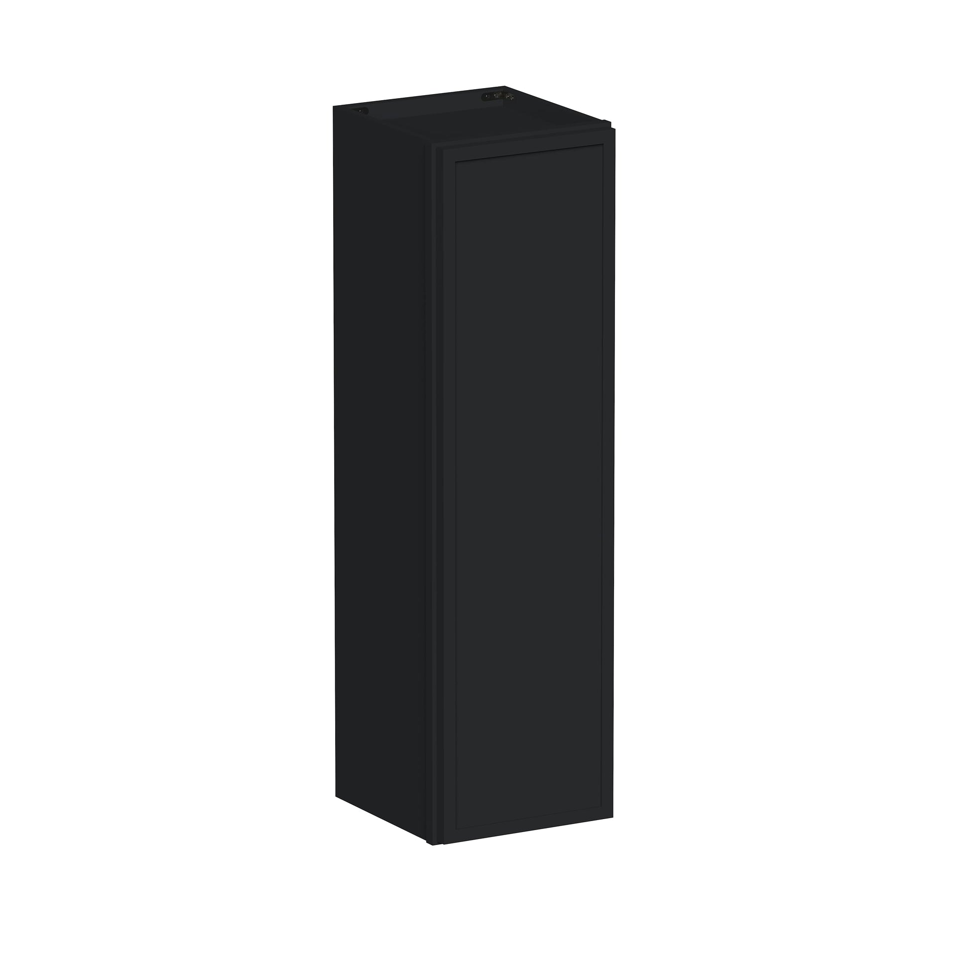 Slim Ebony Black Shaker RTA 9"-21"W x 30"/36"/42"H x 12"D 15-Size Single Door Standard Wall Cabinet