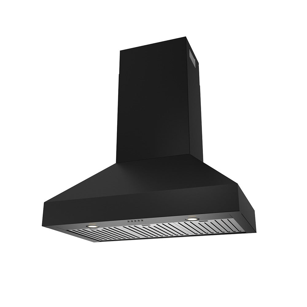 36 inch Professional Wall Mount Pyramid Range Hood in Black