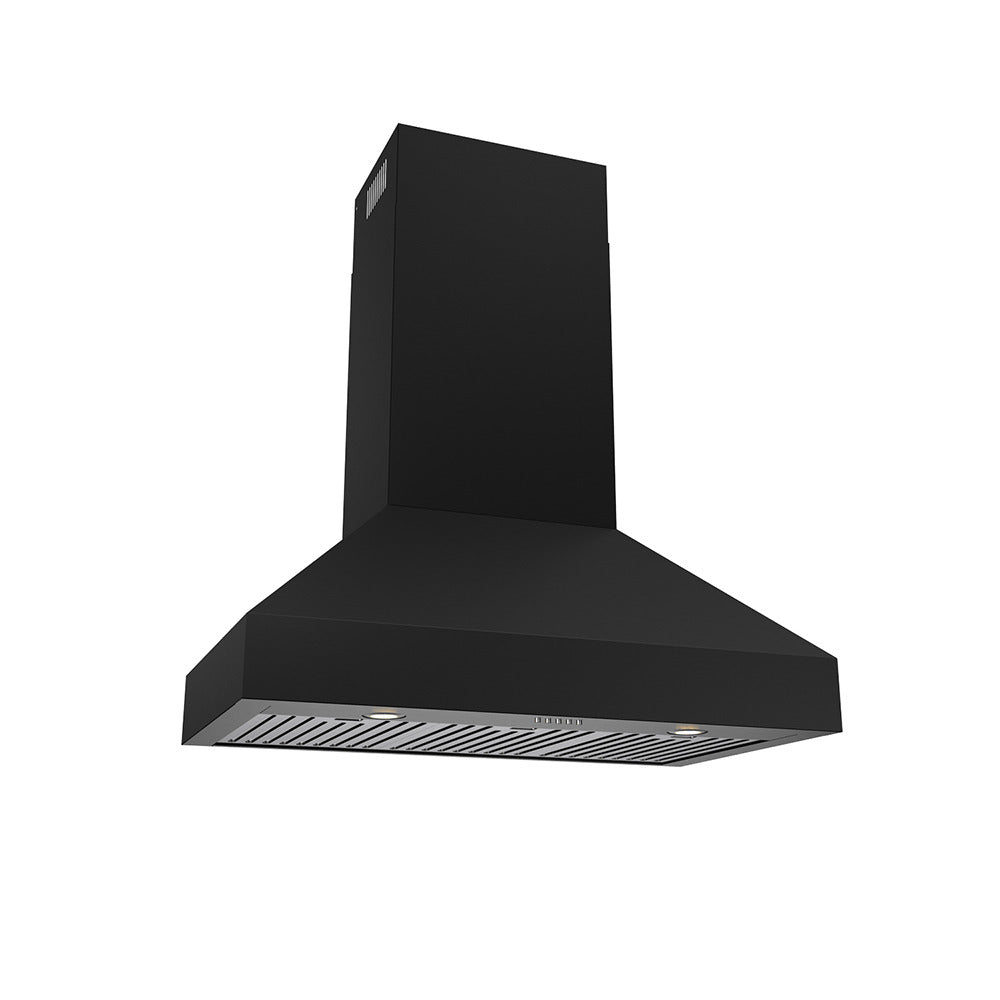 36 inch Professional Wall Mount Pyramid Range Hood in Black