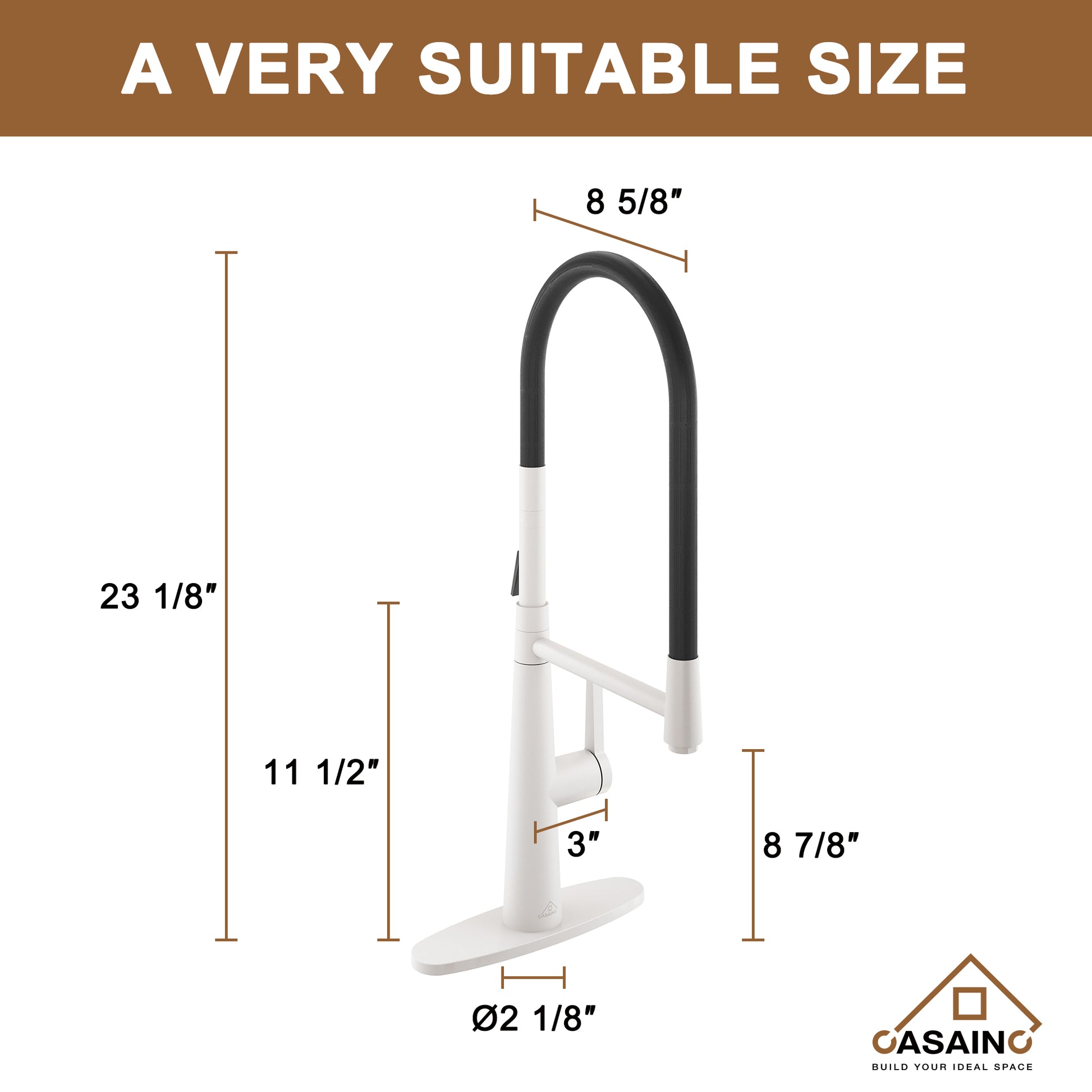 CASAINC 1.8GPM Single-Handle Standard Kitchen Faucet with Fast Mount and Deck Plate, 3 Colors Available