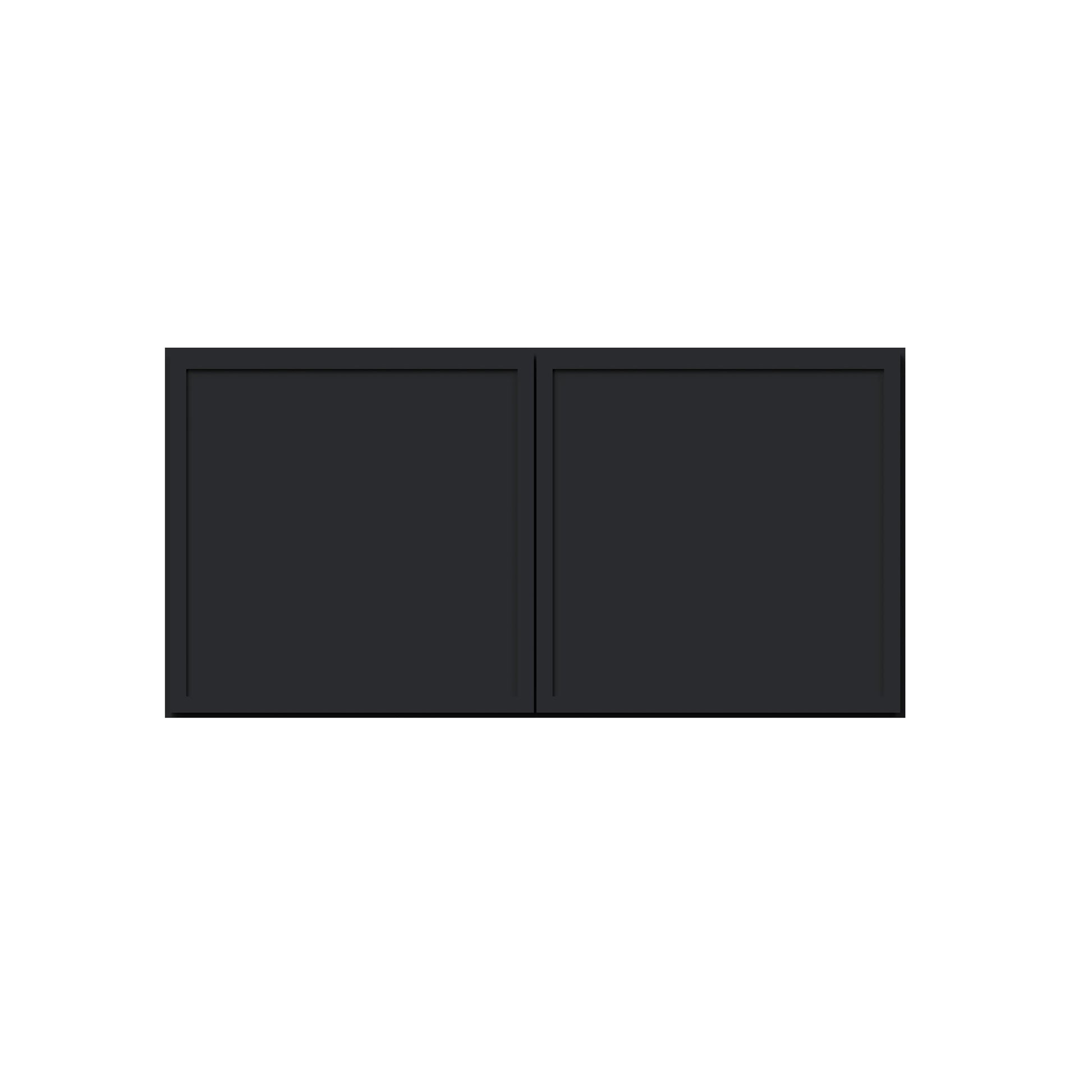 Slim Ebony Black Shaker RTA 24"-36"W x 12"-24"H x 12"D 17-Size Short Wall Cabinet with 2 Doors