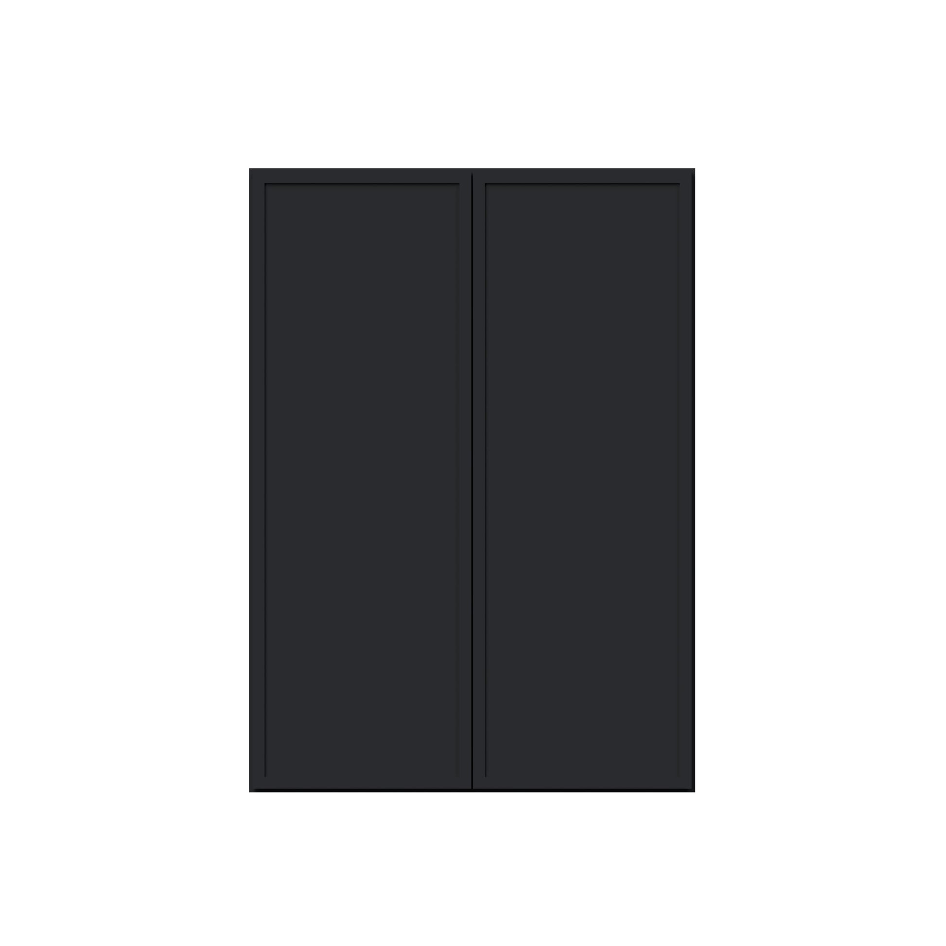 Slim Ebony Black Shaker RTA 24"-36"W x 30"/36"/42"H x 12"D 15-Size Standard Wall Cabinet with 2 Doors