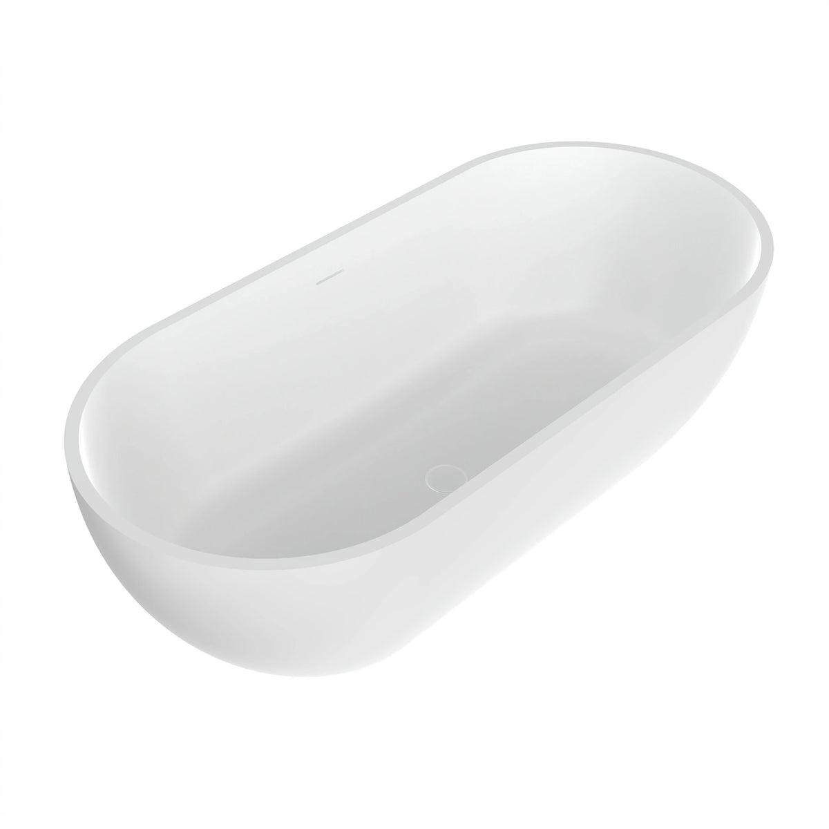 63" Oval Solid Surface Freestanding Bathtub in Matte White and Dark Grey