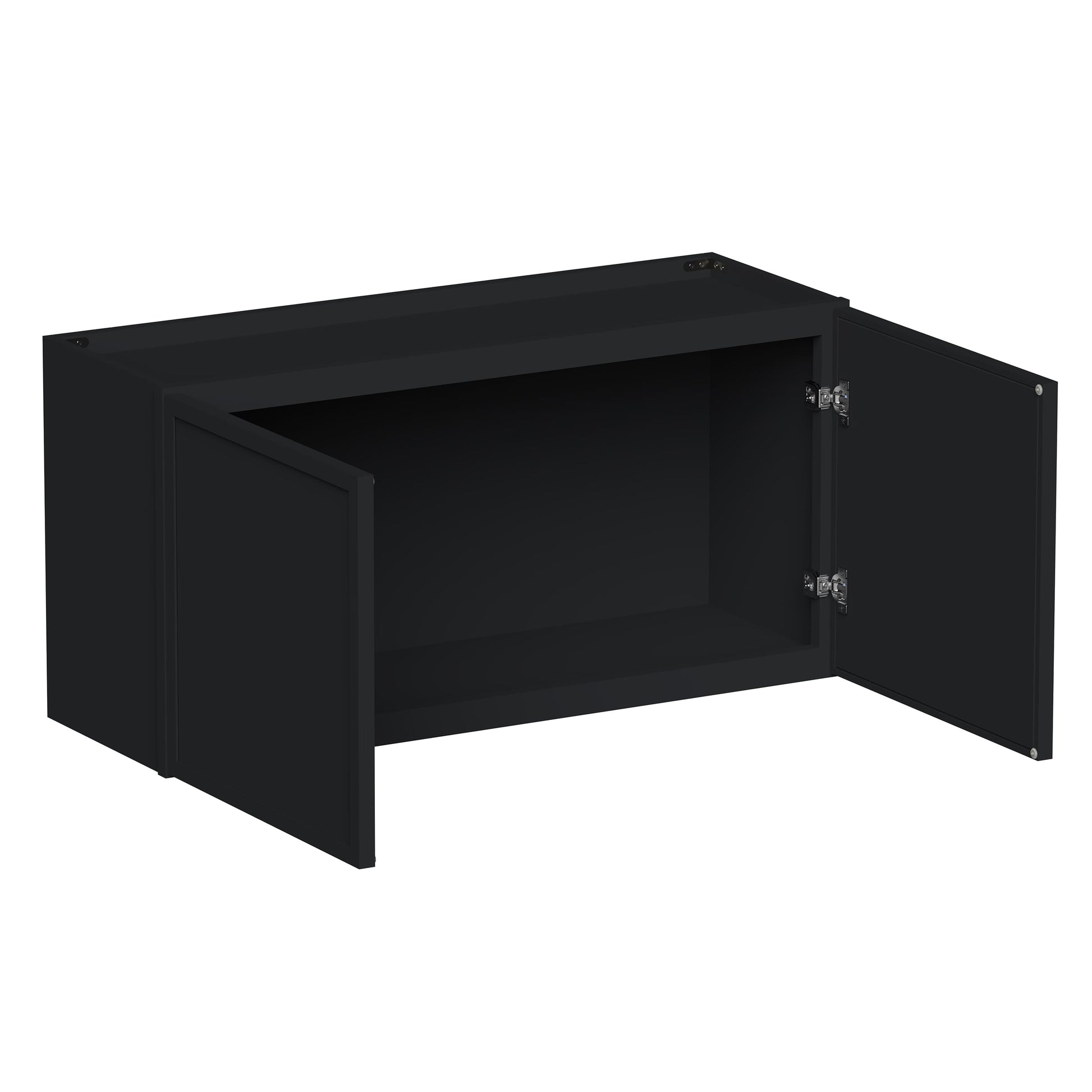 Slim Ebony Black Shaker RTA 24"-36"W x 12"-24"H x 12"D 17-Size Short Wall Cabinet with 2 Doors