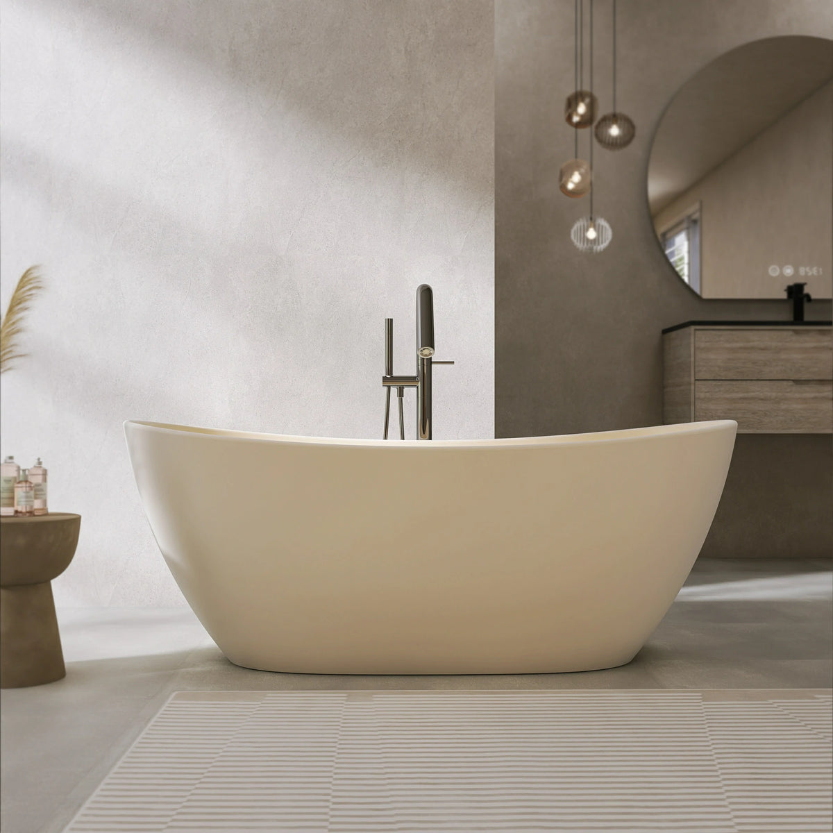65" Artificial Stone Solid Surface Freestanding Bathtub for Bathroom
