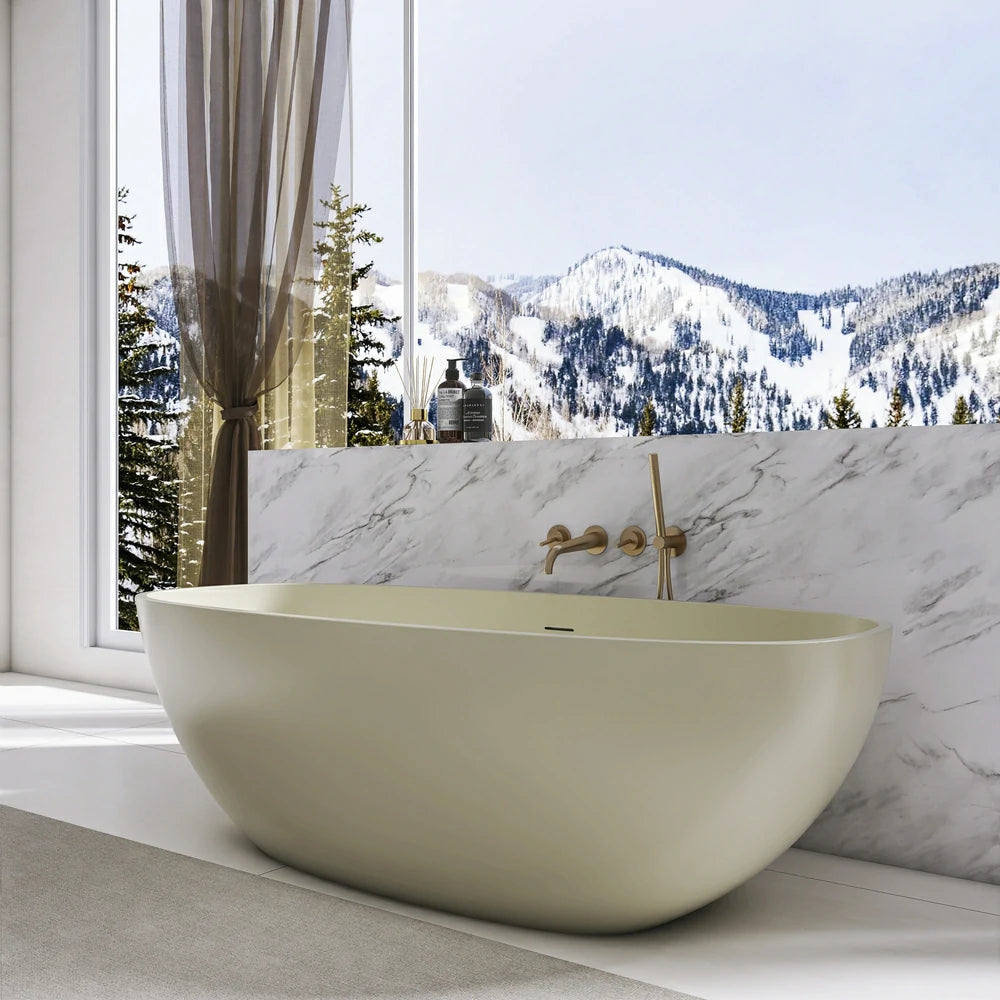 67 Inch Freestanding Solid Surface Soaking Bathtub for Bathroom