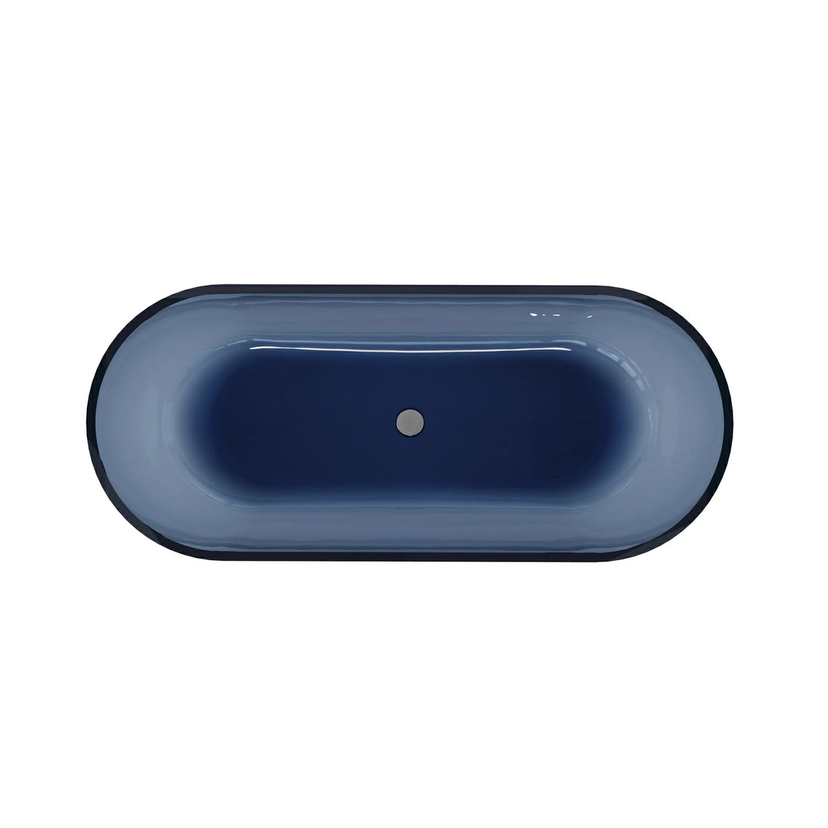 68.9" Modern Oval Freestanding Bathtub, Translucent Grey Blue Deep Soaking Tub for Bathroom