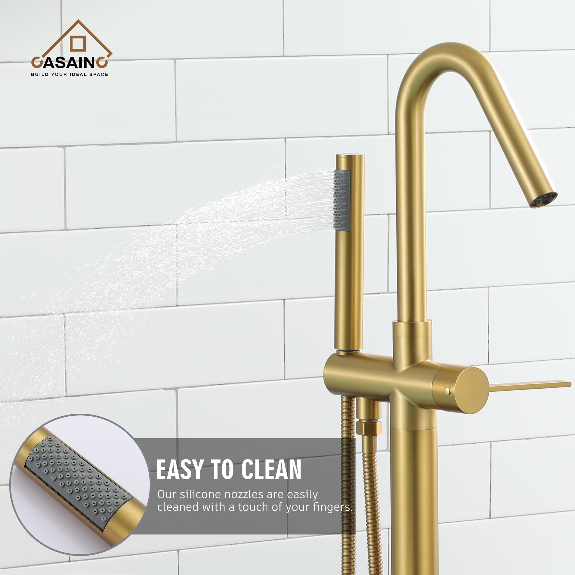 Freestanding Single-Handle Bathtub Faucet with Hand Shower